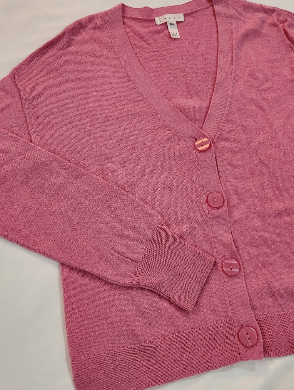 Leith Rose Pink V-Neck Button Cardigan